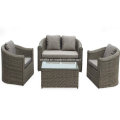 4 PCS gepolsterte Wicker Sectional Patio Sofa Möbel Set